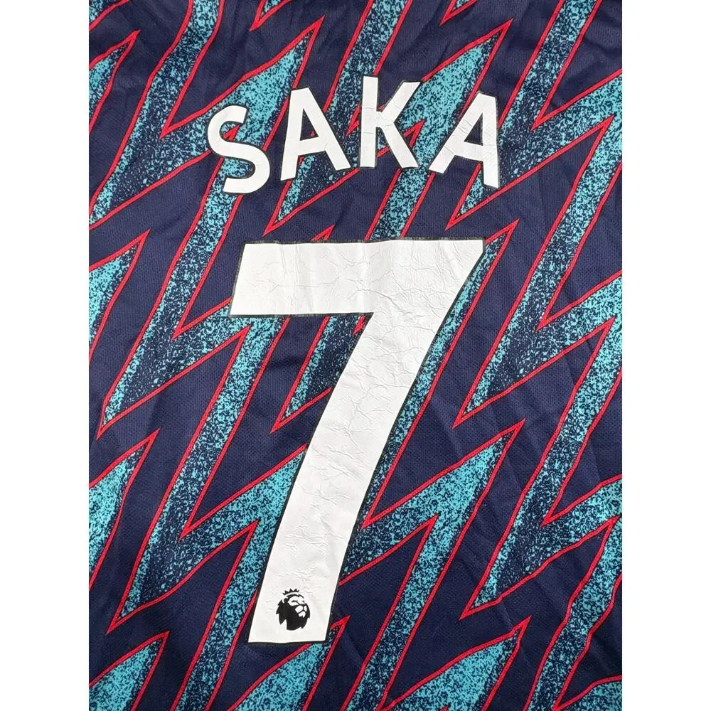 Arsenal 2021/22 Third Shirt Bukayo Saka #7 Adidas Football Jersey Men's S Blue